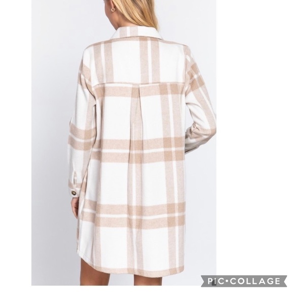 SALE!! Ivory & Taupe Plaid Jacket - Picture 4 of 6